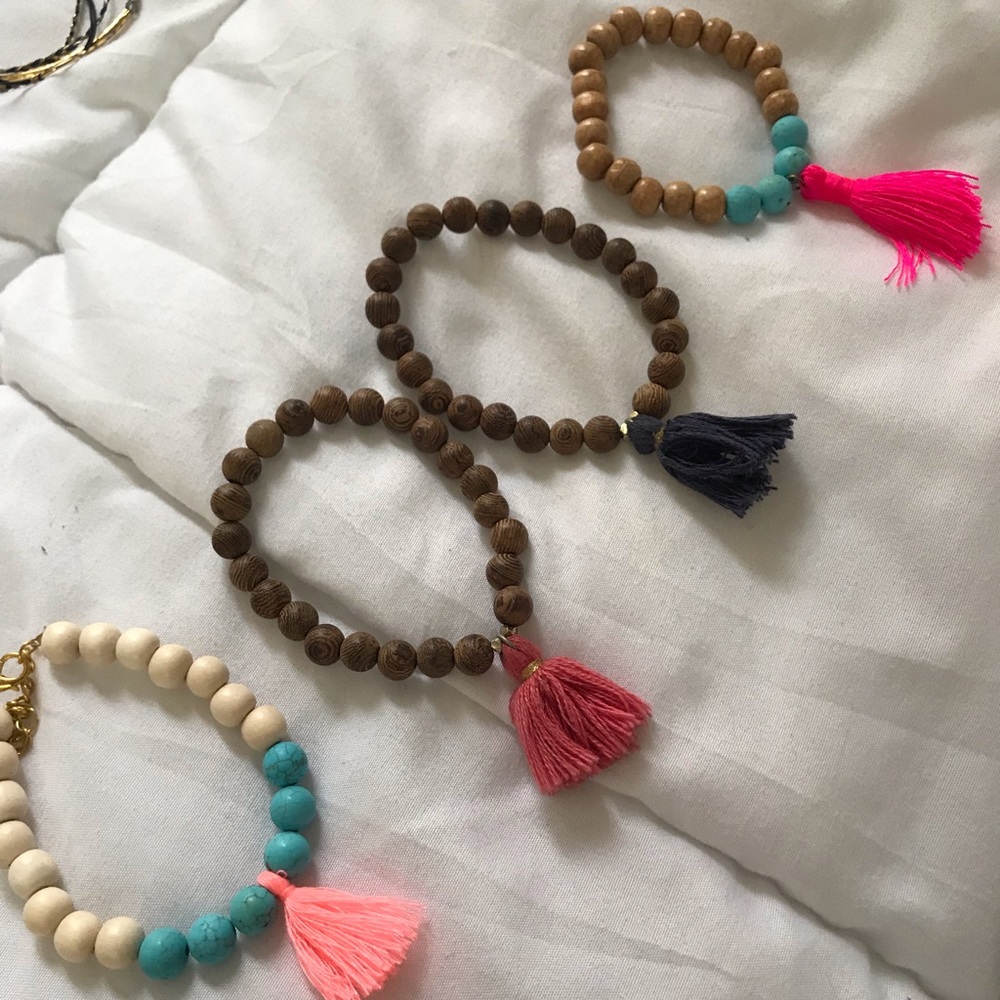 Wooden tassel bracelets
